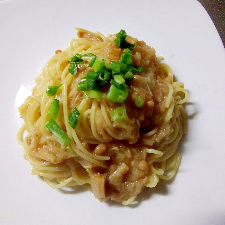 なめたけおろしパスタ　大根おろしとなめたけのパスタ